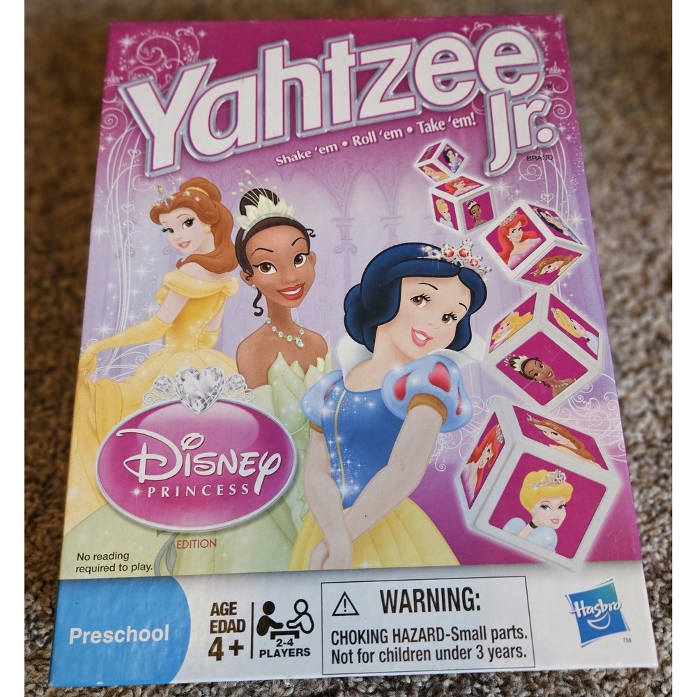 Disney Princess Yahtzee Jr. Game Complete 2010 Snow White Belle Tiana Cinderella